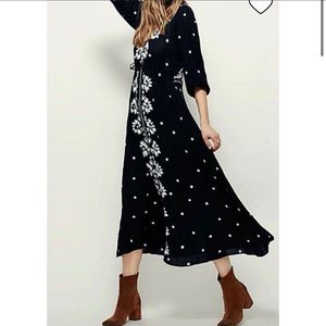 Free People Embroidered Fable Midi Dress Size XS